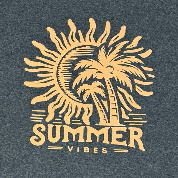 Summer Vibes Women’s Medium T-Shirt Short Sleeve Dark Gray Heather Crew Neck - Picture 3 of 7